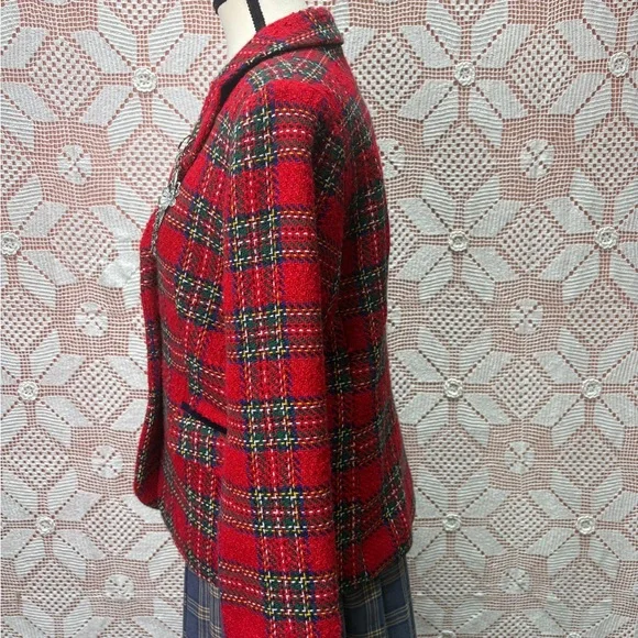Talbots Petite Red Tartan Wool Blend Blazer | Classic Preppy | 12P - Picture 4 of 10